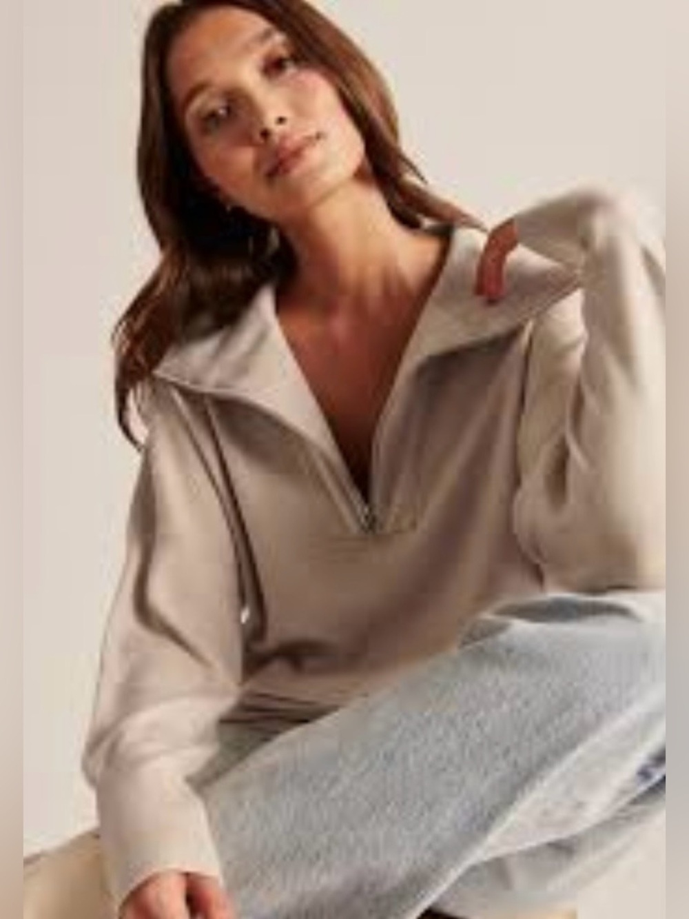 Abercrombie & Fitch LuxeLoft Oversized Legging Friendly Half-Zip Sweater